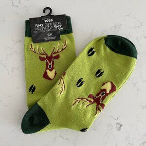 Comfy Toes Funky Cotton Poly Blend Crew Socks w Graphics Green Brown Sz OS NWT
